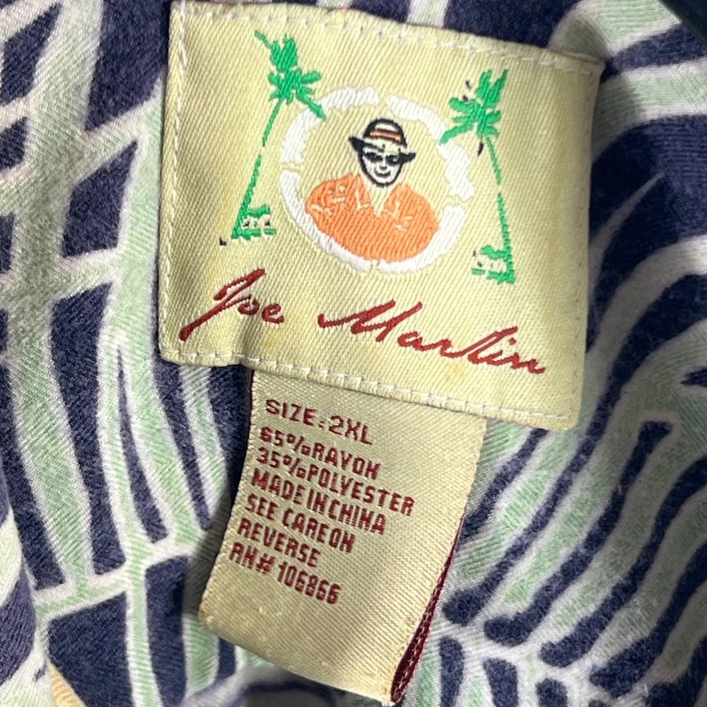 Joe Marlin Mens 2XL Tropical Palm Bird of Paradise Rayon Blend Camp Shirt 1486
